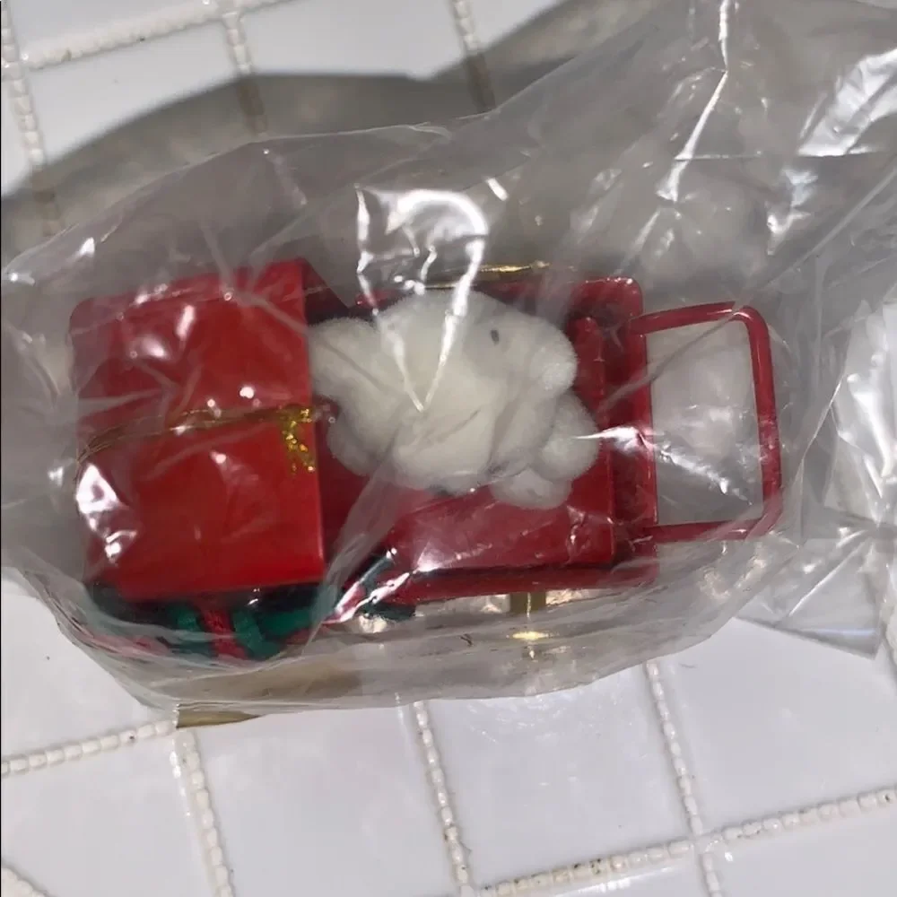 Vtg Enesco teddy‎ bear in baby carriage ornament